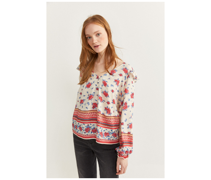 Springfield Regular Fit Long Sleeve Floral Blouse EU 34 For Women - Beige And Red - Zoom Image 2