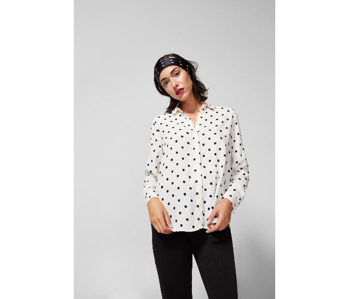 Springfield AW18 Long Sleeve Polka Dotted Blouse EU 40 For Women - Black and White - Zoom Image 1