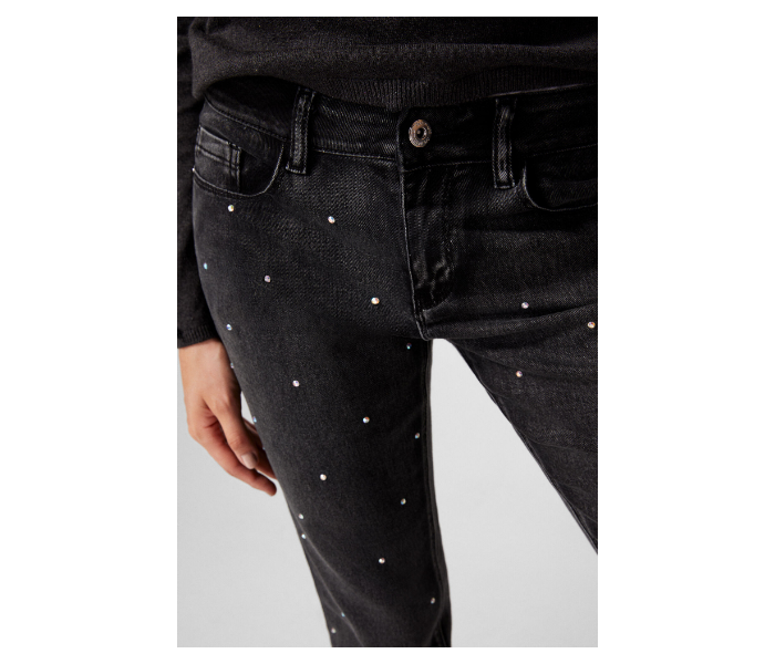 Springfield AW18 Fancy Dotted Denim Trouser EU 44 For Women - Black - Zoom Image 3