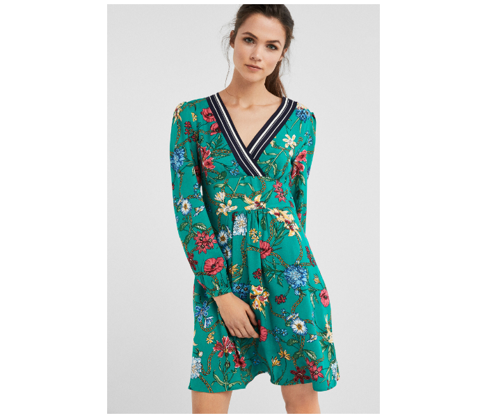 Springfield SS19 Mini Floral Knit Dress EU 42 For Women - Green - Zoom Image 4