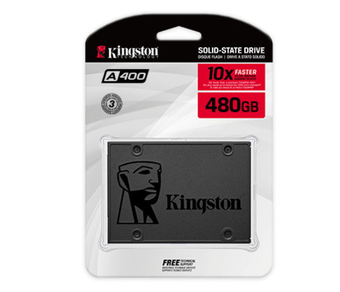 Kingston A400 Solid State Drive 480GB SATA - Black - Zoom Image 2