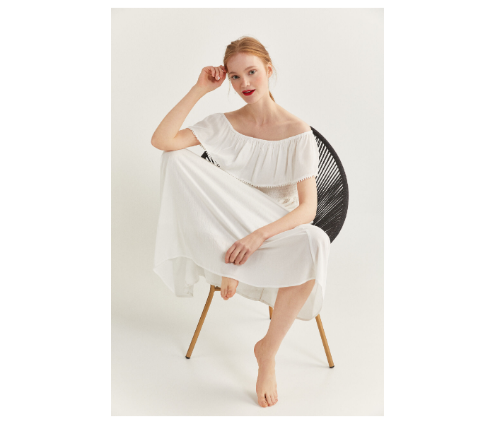 Springfield SS20 Off-Shoulder Knit Dress EU 38 For Women - White - Zoom Image 2