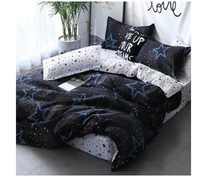 Star 6 Pieces High Quality Cotton Double Size Bed Sheet with Quilt Cover and Pillow Case – Blue - Zoom Image