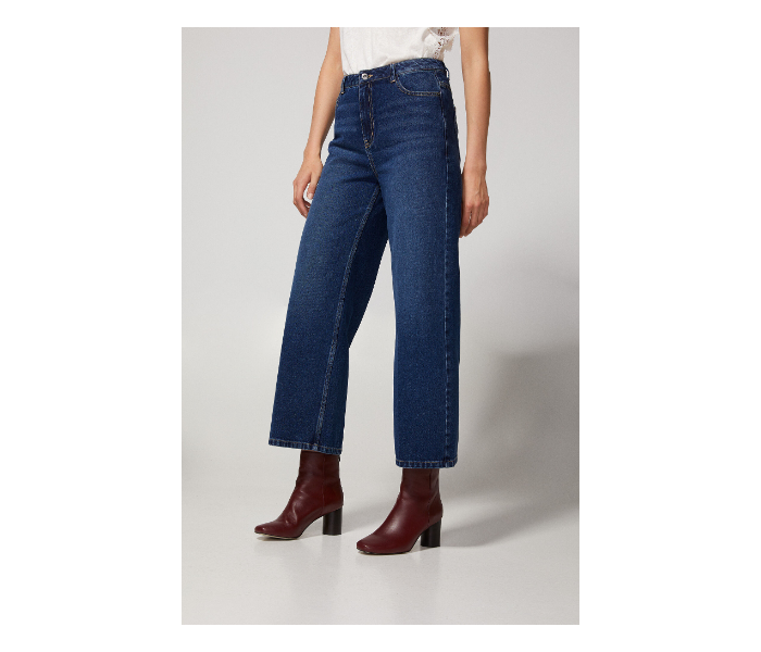 Springfield AW18 Wide Cropped Denim Trouser EU 40 For Women - Dark Blue - Zoom Image 2