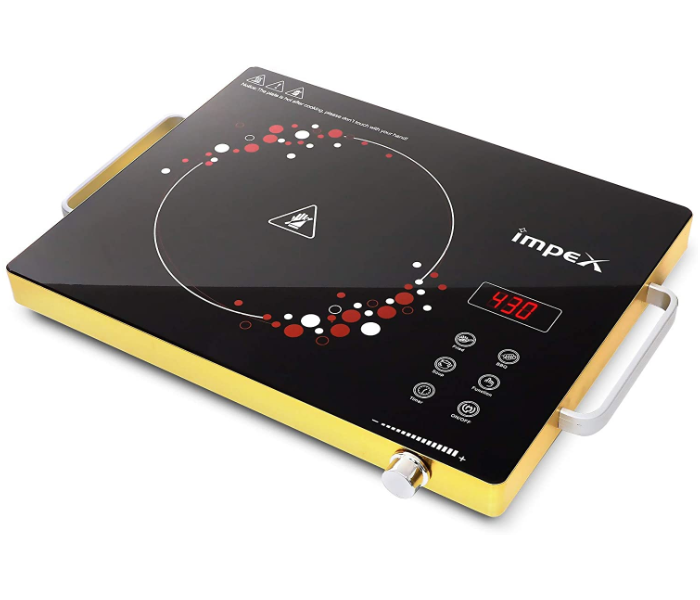 Impex IR-2703 2000 W Infrared Induction Cooktop With 8 Temperature Levels and 4 Digital LED Display - Black and Gold - Zoom Image 2