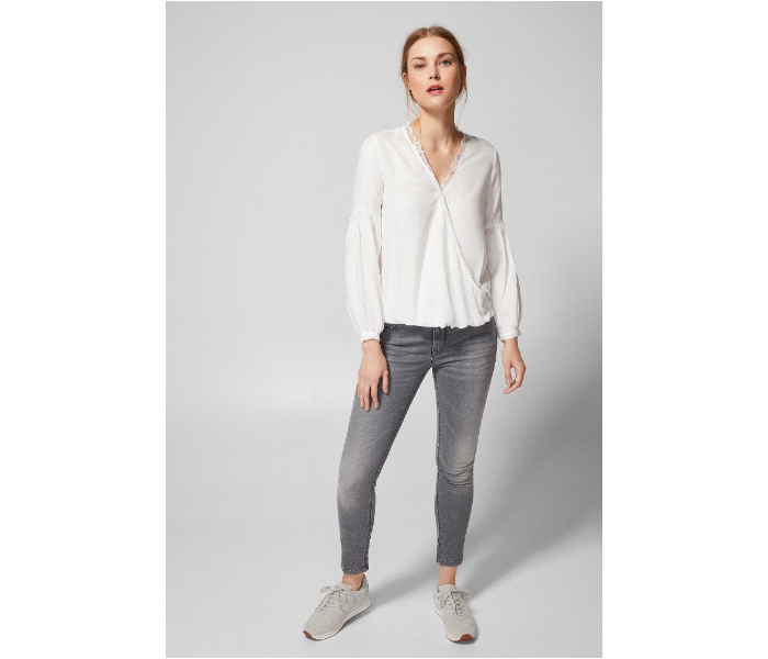 Springfield AW18 Long Sleeve Plain Blouse EU 34 For Women - White - Zoom Image 2