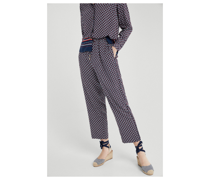 Springfield SS19 Checked Cotton Fancy Pant EU 36 For Women - Brown and Blue - Zoom Image 3