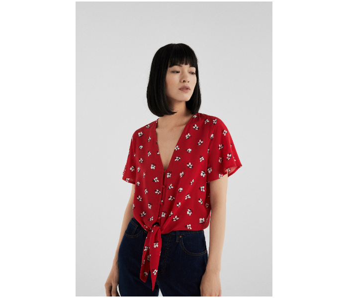 Springfield SS19 Floral Short Sleeve Blouse EU 38 For Women - Red - Zoom Image 2