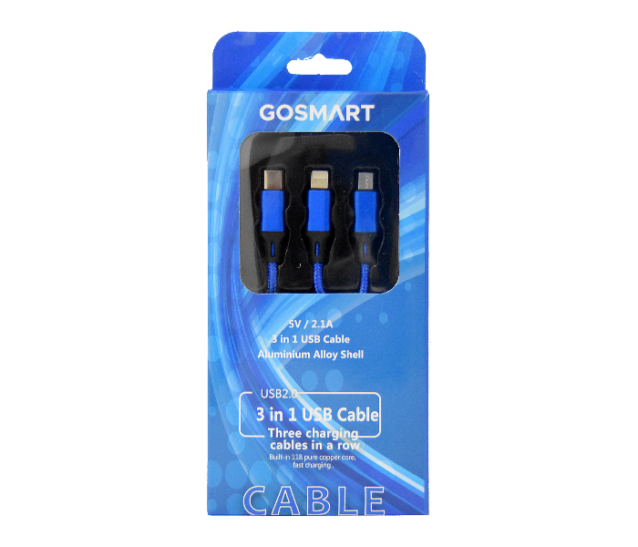 GoSmart G3I1USBCL 3 in 1 USB Cable - Blue - Zoom Image 4