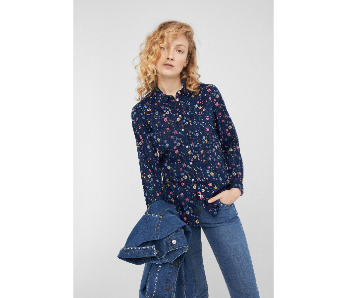 Springfield SS19 Long Sleeve Floral Blouse EU 38 For Women - Navy Blue - Zoom Image 4