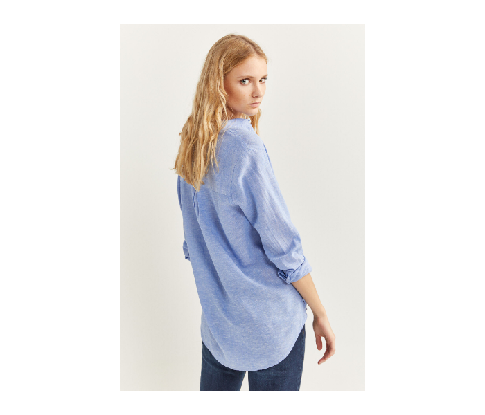 Springfield SS20 Long Sleeve Plain Shirt EU 42 For Women - Medium Blue - Zoom Image 4