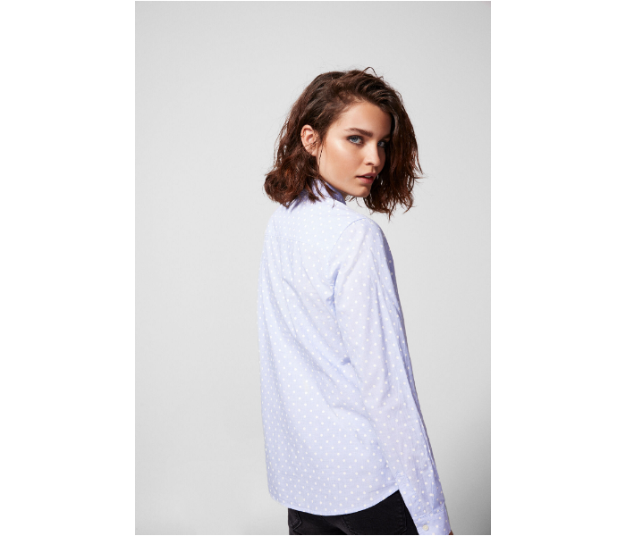 Springfield AW18 Long Sleeve Dotted Blouse EU 42 For Women - Medium Blue - Zoom Image 2