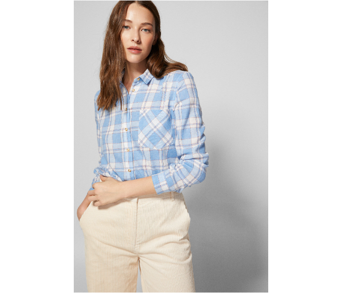 Springfield SS19 Long Sleeve Checked Blouse EU 34 For Women - Blue and White - Zoom Image 1