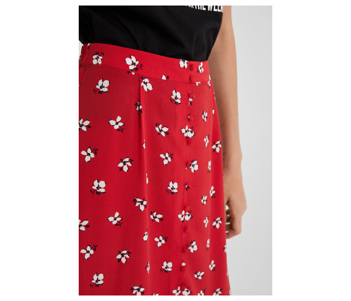 Springfield SS19 Flower Printed Skirt Medium For Women - Red - Zoom Image 3