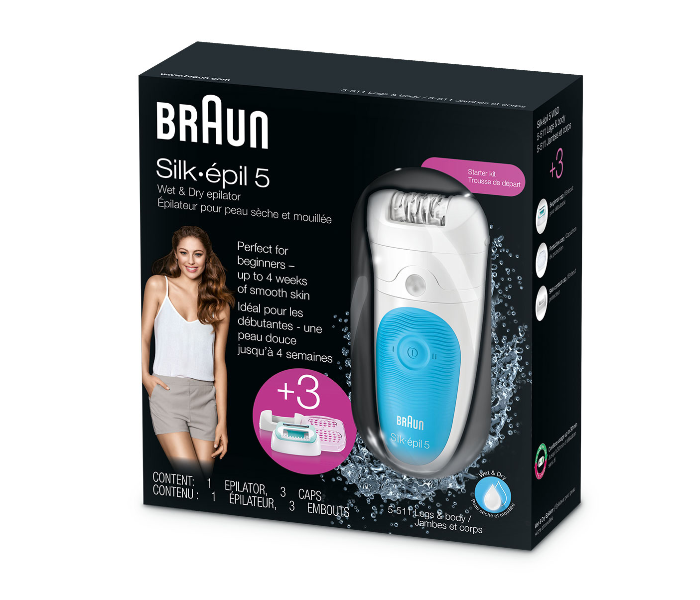 Braun SE5511 Wet and Dry Epilator with 3 Extras - White - Zoom Image 6