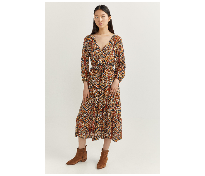 Springfield SS20 Printed Knit Dress EU 44 For Women - Tan - Zoom Image 3