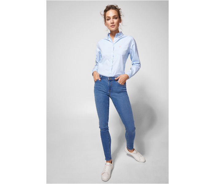 Springfield AW18 Fancy High-Rise Denim Trouser EU 40 For Women - Medium Blue - Zoom Image 1