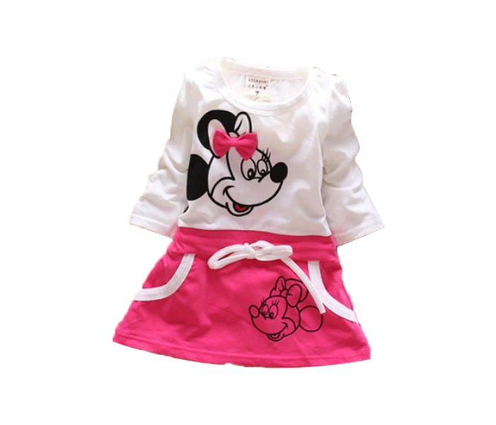 Little Wings Cute Cartoon Pattern Minnie Princess Girl Frock for 18 Months Kid - Pink - Zoom Image 1