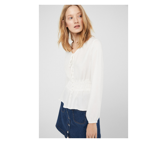 Springfield SS19 Long Sleeve Plain Blouse EU 38 For Women - White - Zoom Image 1