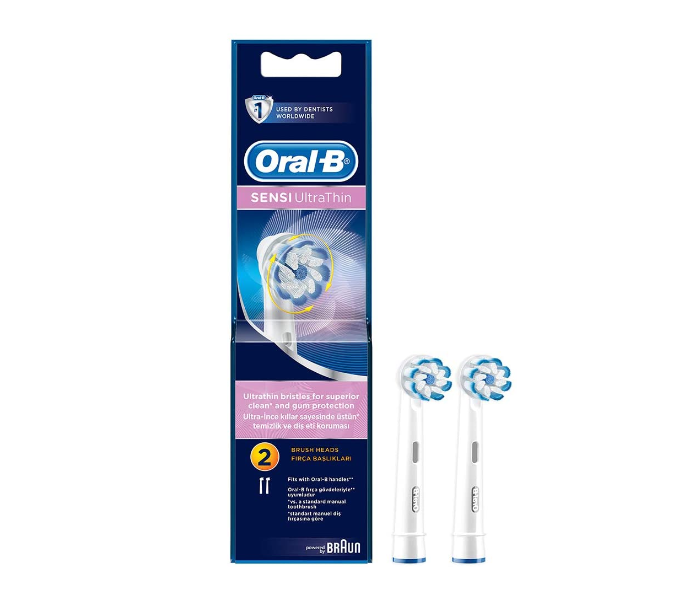 Oral-B EB60-2 Sensi Ultra Thin 2 Piece Toothbrush Replacement Head - Blue and White - Zoom Image 2