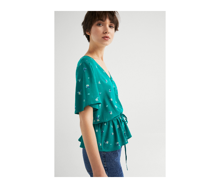 Springfield SS19 Floral Short Sleeve Blouse EU 38 For Women - Green - Zoom Image 2