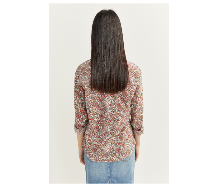 Springfield SS20 Long Sleeve Floral Blouse With Button Closure EU 36 For Women - Brown and Beige - Zoom Image 4