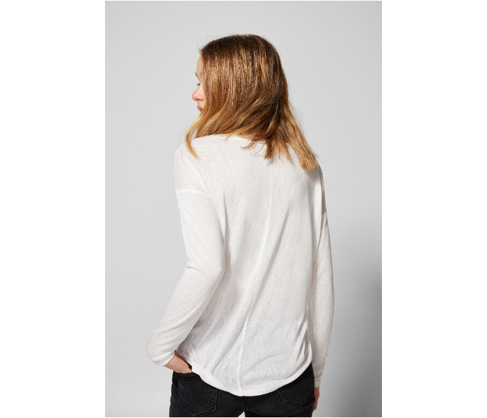 Springfield AW18 Plain Long Sleeve T-Shirt X-Small For Women - White - Zoom Image 4