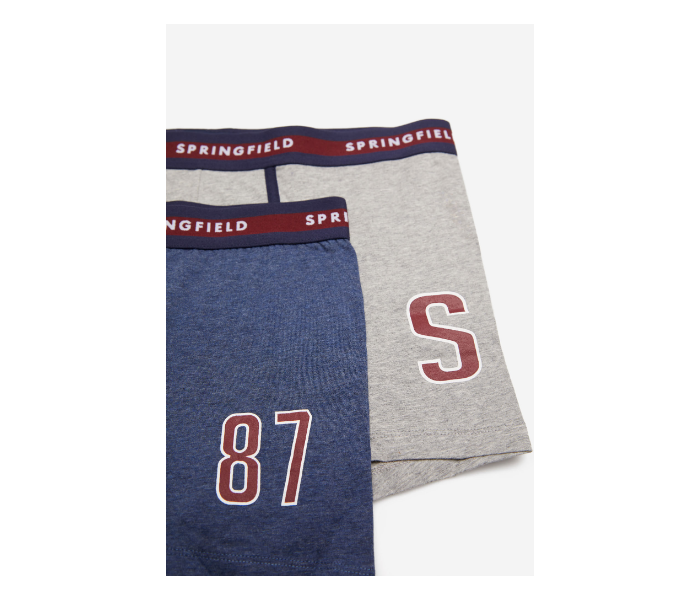 Springfield AW19 Pack Of 2 Knitted Boxers And Slips Medium For Men - Grey and Blue - Zoom Image 2