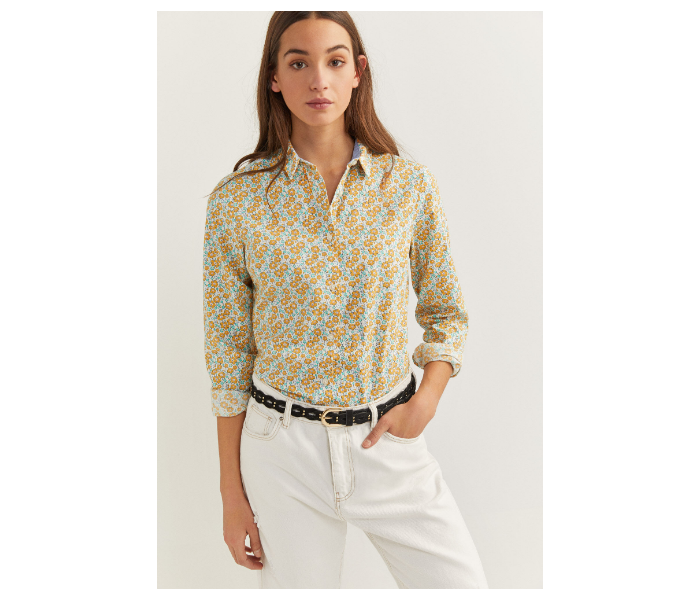 Springfield SS20 Long Sleeve Floral Blouse With Button Closure EU 38 For Women - Yellow and Green - Zoom Image 2