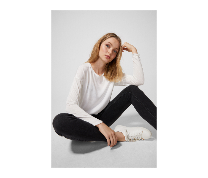 Springfield AW18 Plain Long Sleeve T-Shirt Small For Women - White - Zoom Image 1