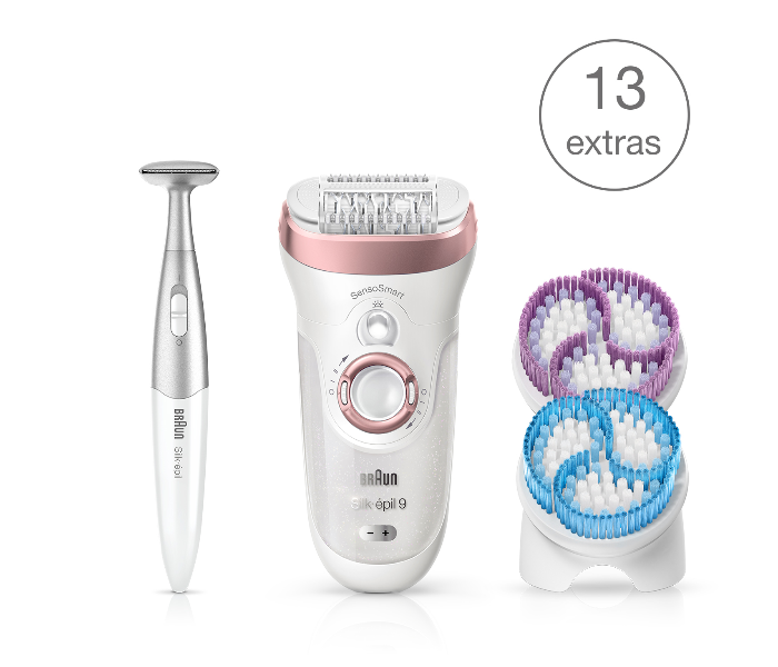 Braun SES9890 Wet and Dry Epilator with 13 Extras - White and Beige - Zoom Image 1