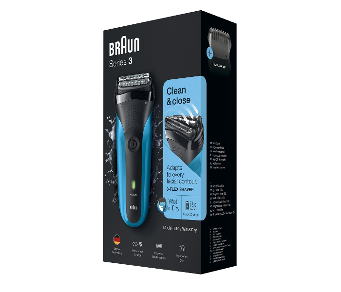 Braun 310S Wet and Dry Shaver with Protective Cap - Blue - Zoom Image 5