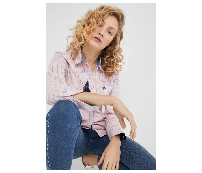 Springfield SS19 Long Sleeve Striped Blouse EU 42 For Women - Light Pink - Zoom Image 3