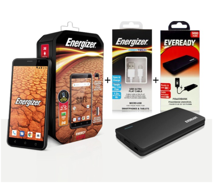 Energizer E500 1GB RAM 8GB ROM Smart Phone - Black + Eveready 5000mAh Power Bank + Energizer 1.2 Metre Cable  - Zoom Image 6