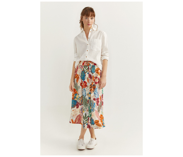 Springfield SS20 Printed Midi Skirt EU 40 For Women - Ivory - Zoom Image 1