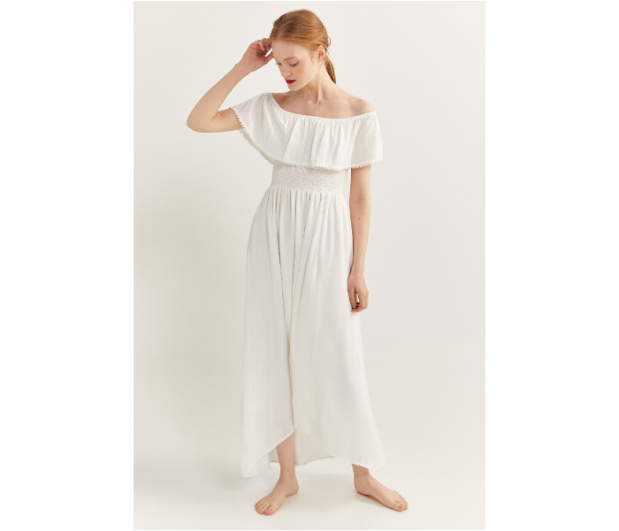 Springfield SS20 Off-Shoulder Knit Dress EU 42 For Women - White - Zoom Image 1