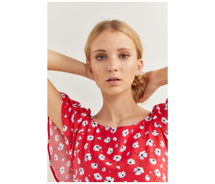 Springfield SS20 Floral Short Sleeve Blouse EU 40 For Women - Red and White - Zoom Image 2