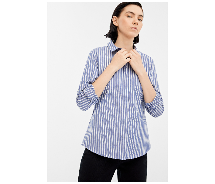 Springfield AW19 Long Sleeve Printed Blouse EU 40 For Women - Blue and White - Zoom Image 3