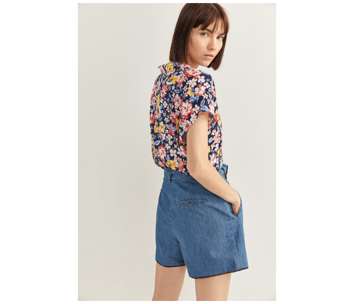 Springfield SS20 Floral Short Sleeve Blouse EU 36 For Women - Blue and Yellow - Zoom Image 3