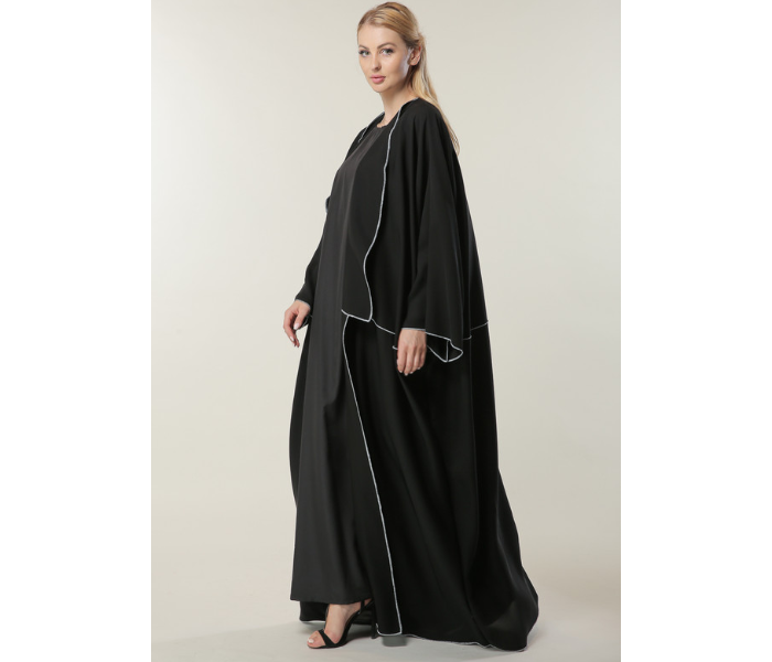 Moistreet Extra Small Black Loose Fit open Abaya - Black - Zoom Image 2