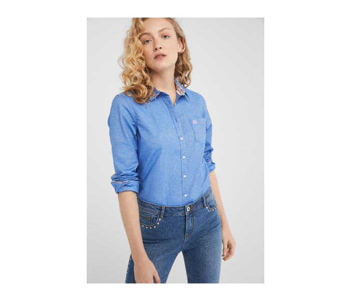 Springfield SS19 Long Sleeve Plain Blouse EU 36 For Women - Medium Blue - Zoom Image 4