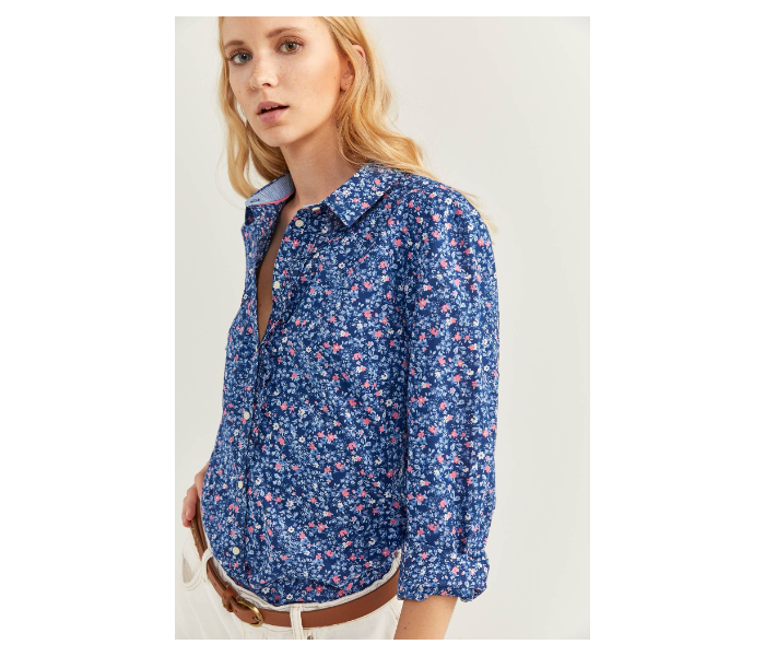 Springfield SS20 Long Sleeve Floral Blouse With Button Closure EU 42 For Women - Blue and Pink - Zoom Image 2