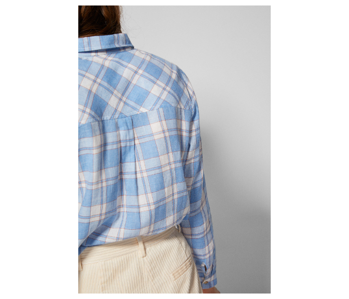 Springfield SS19 Long Sleeve Checked Blouse EU 36 For Women - Blue and White - Zoom Image 4