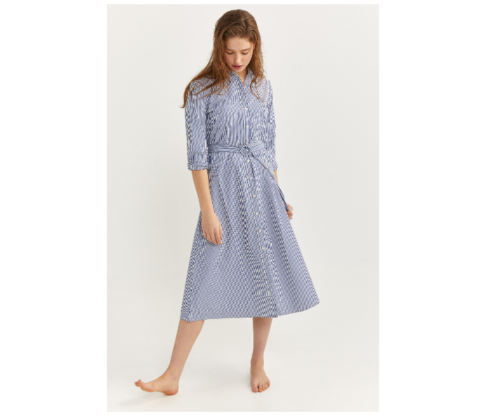 Springfield SS20 Striped Knit Dress With Tie-Up Dress EU 44 For Women - Light Blue - Zoom Image 1