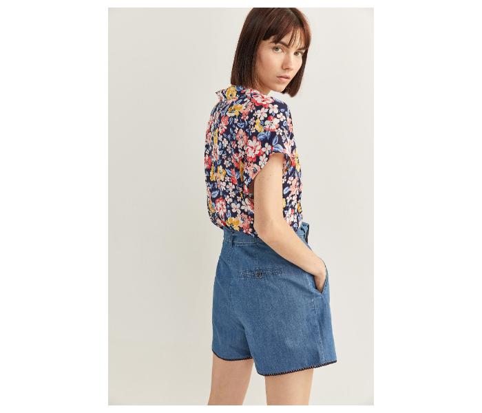 Springfield SS20 Floral Short Sleeve Blouse EU 42 For Women - Blue and Yellow - Zoom Image 3