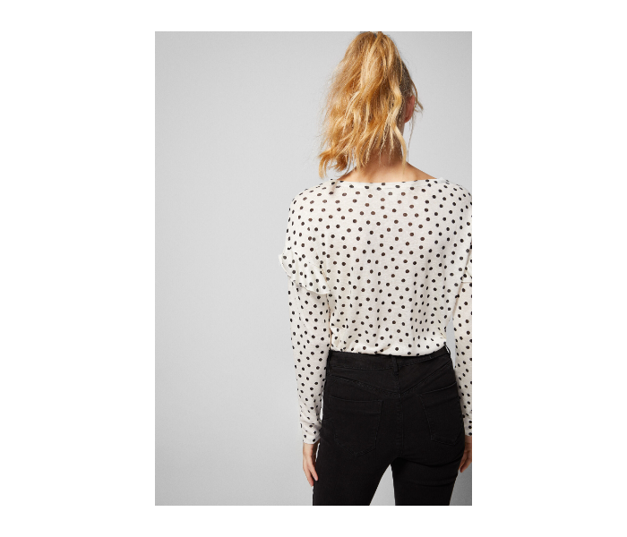 Springfield AW18 Dotted Long Sleeve T-Shirt X-Large For Women - White and Black - Zoom Image 3