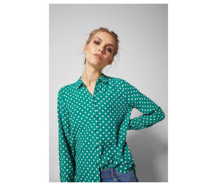 Springfield SS19 Long Sleeve Polka Dotted Blouse EU 36 For Women - Green - Zoom Image 1