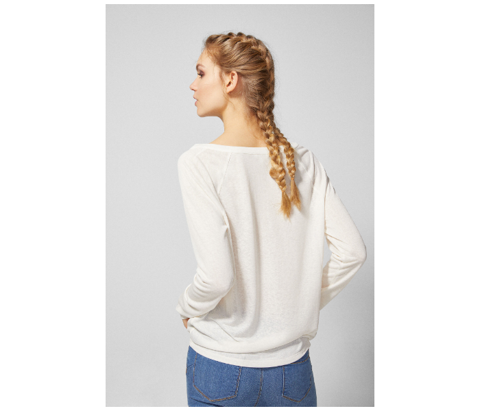 Springfield Plain Long Sleeve T-Shirt Medium For Women - Ivory - Zoom Image 4