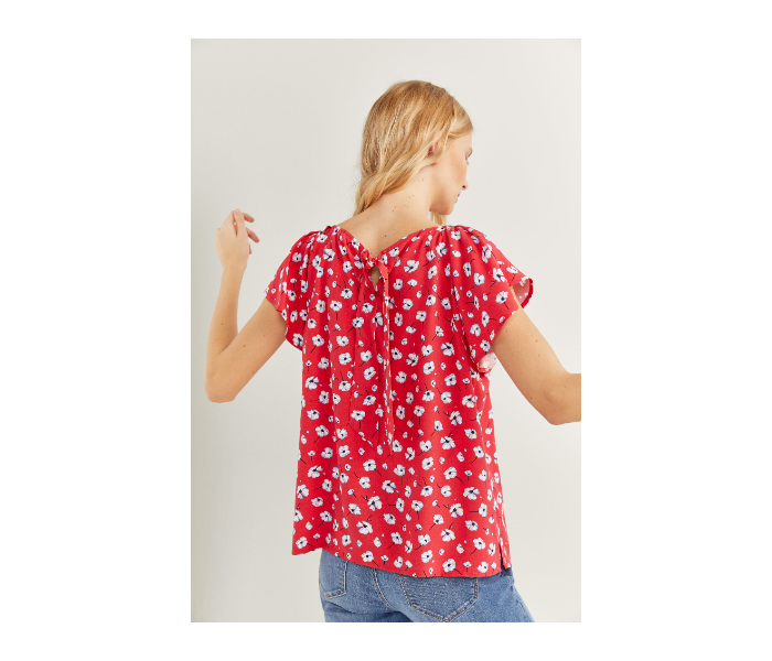 Springfield SS20 Floral Short Sleeve Blouse EU 34 For Women - Red and White - Zoom Image 3