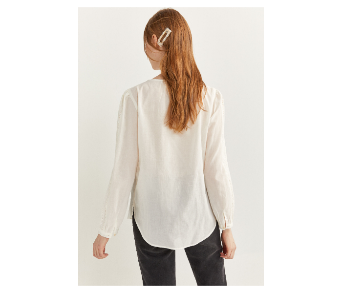 Springfield Regular Fit Long Sleeve Plain Blouse EU 42 For Women - Cream - Zoom Image 4